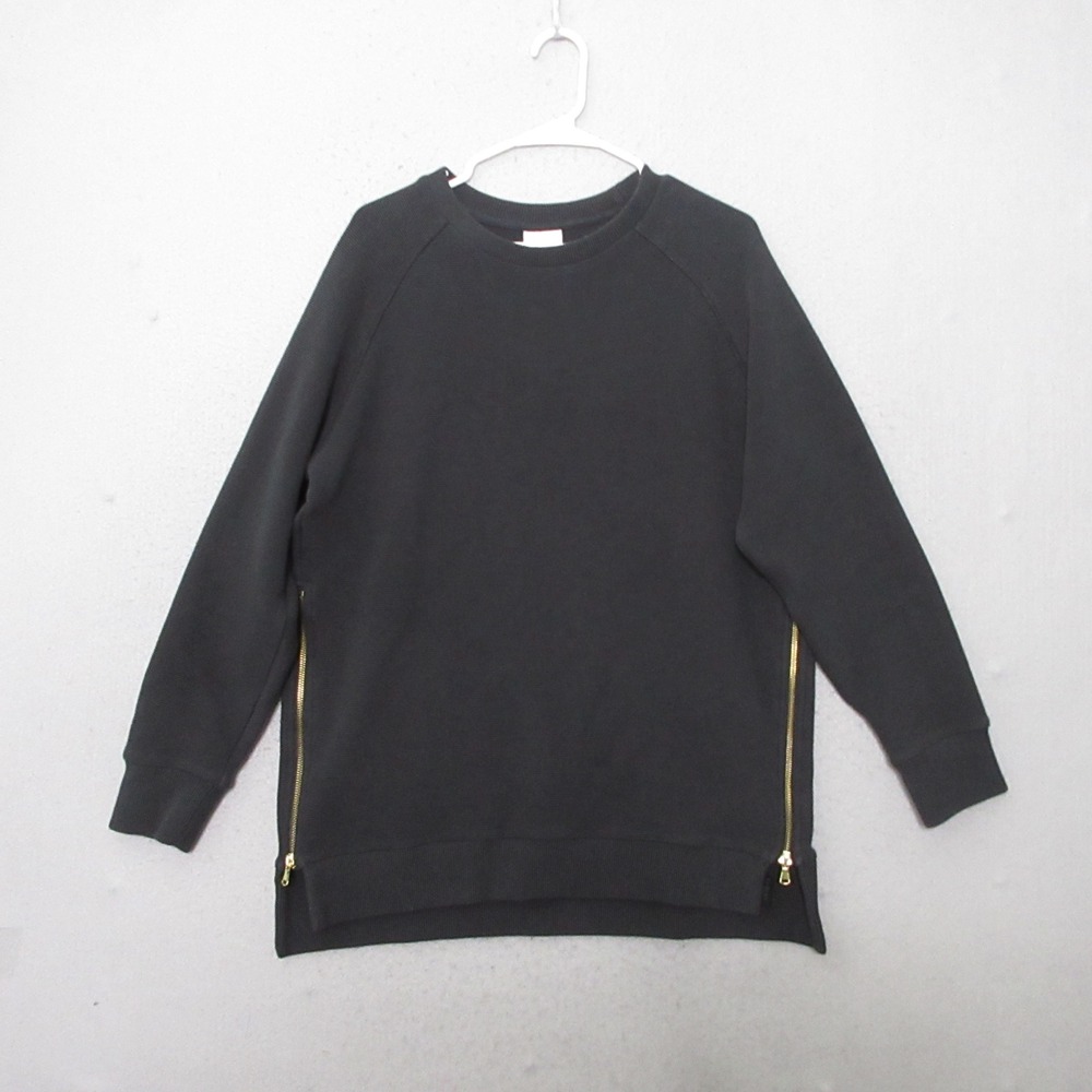 Varley Black Crewneck Sweatshirt with Gold Zip Accents